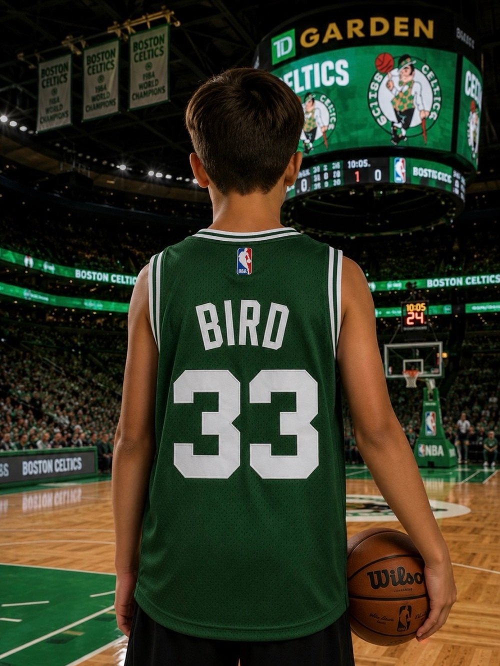 Larry Bird Boston Celtics #33 Basketball Green Jersey White Accents YM 10/12